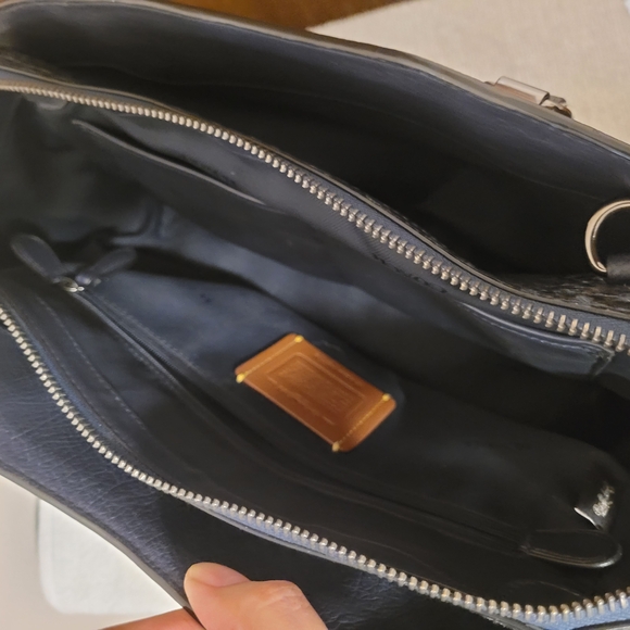 Coach Navy Leather Satchel Bag - Picture 3 of 13